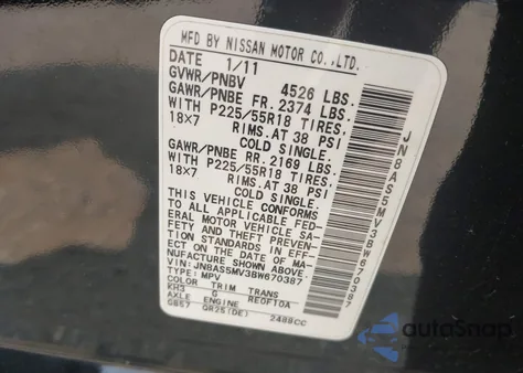 2011 Nissan Rogue Sv z USA, uszkodzony, nr VIN JN8AS5MV3BW670387